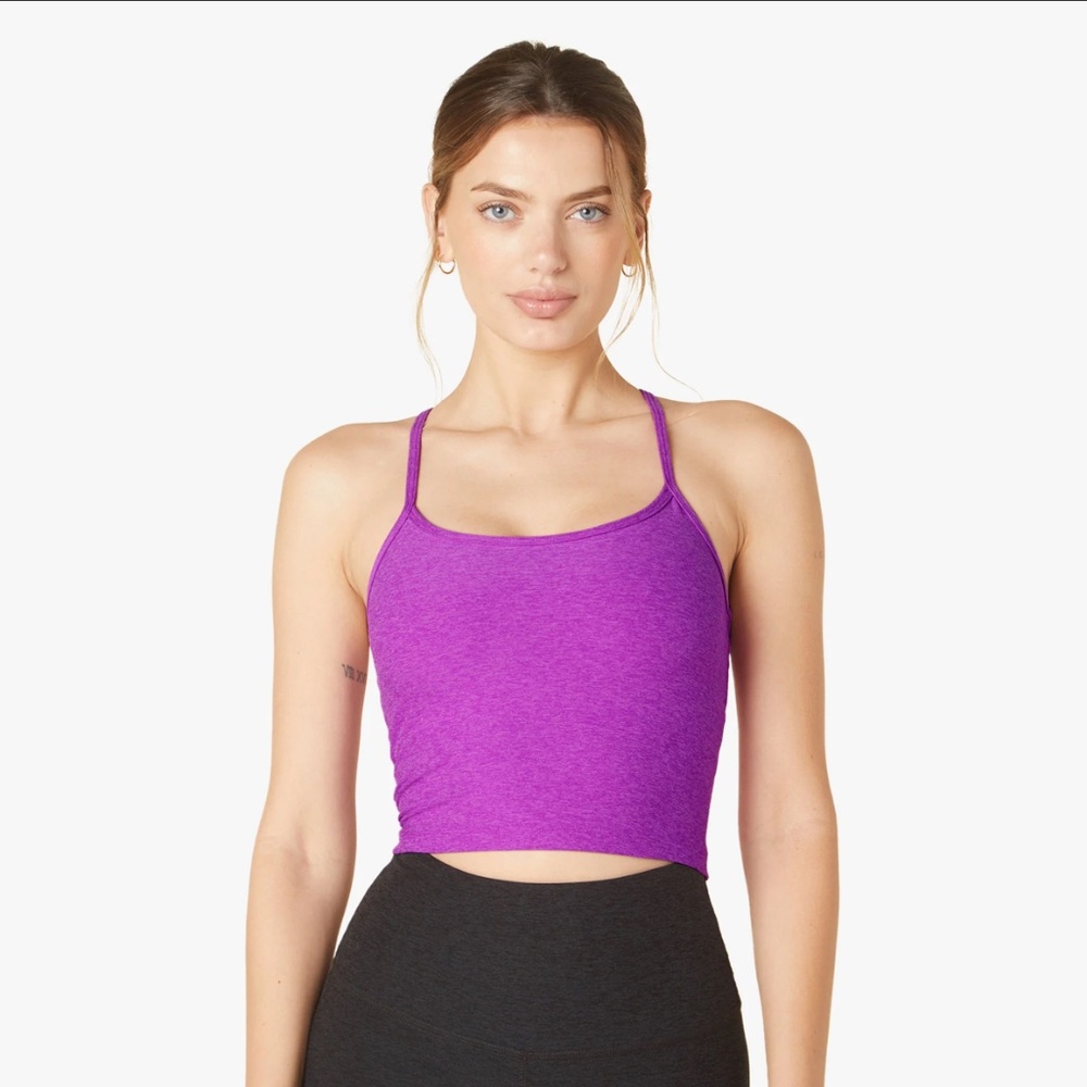 NWOT Slim Racerback Cropped Tank - Vivid Plum Heather